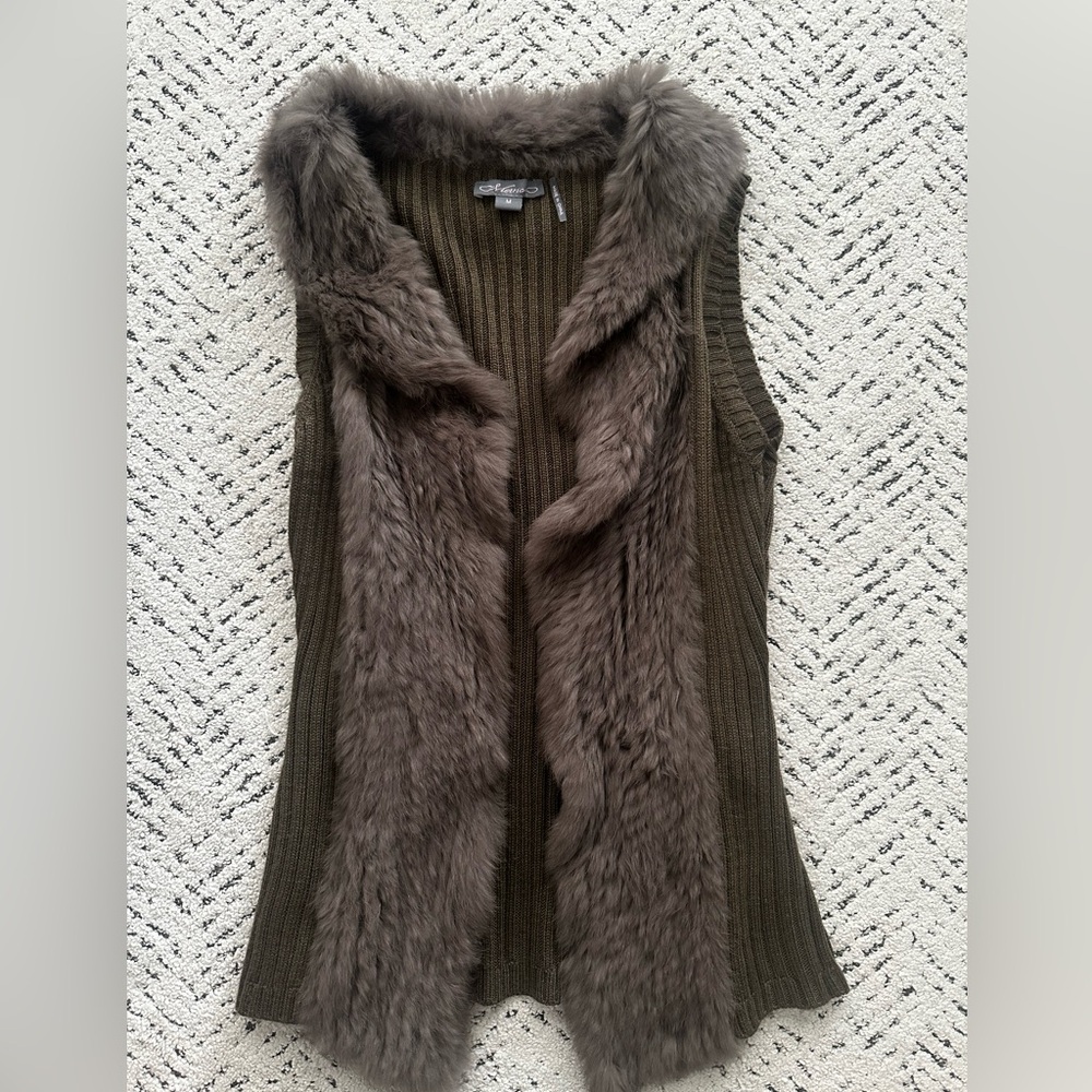 Metric Brown Mocha Rabbit Fur Sweater Vest Size M